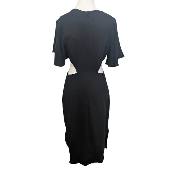 Dark Romantic Cut-Out Midi Dress | Lulus | Minimalist Black NWT M - Picture 3 of 11